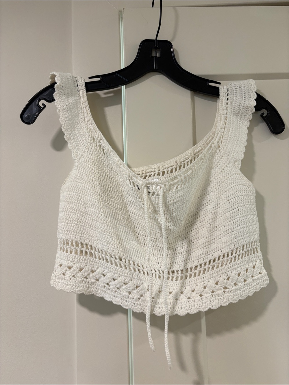 H&M White Crochet Tie-Front Camisole
